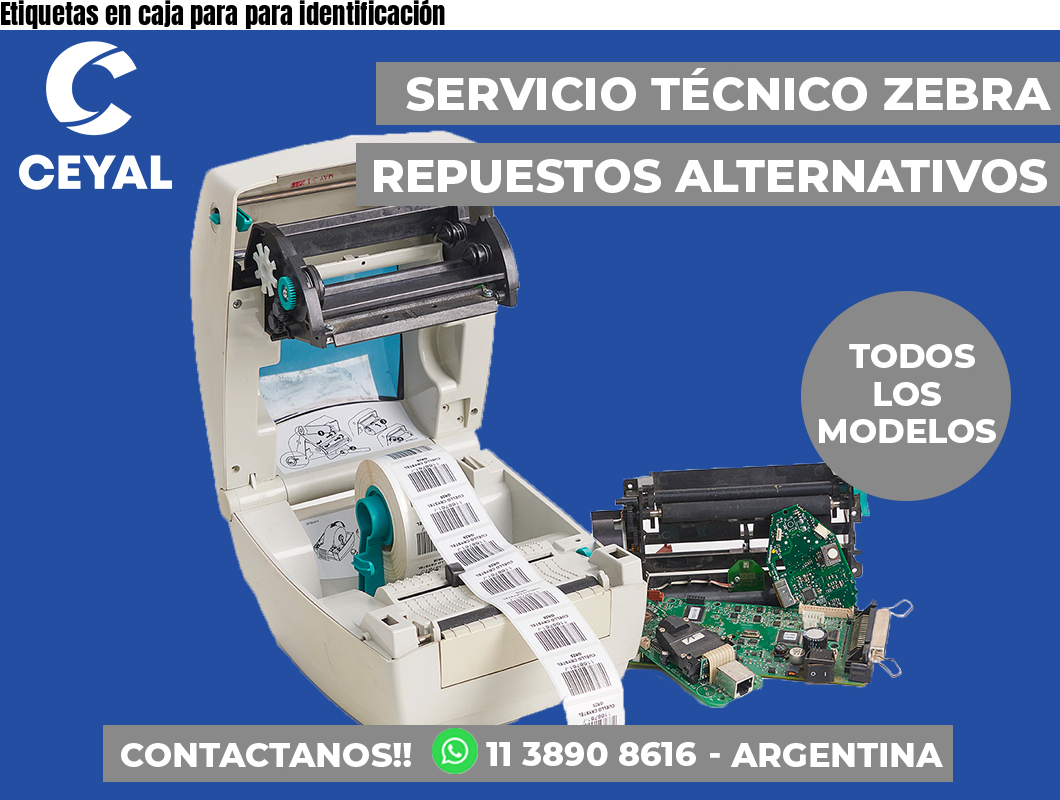 Etiquetas en caja para para identificación