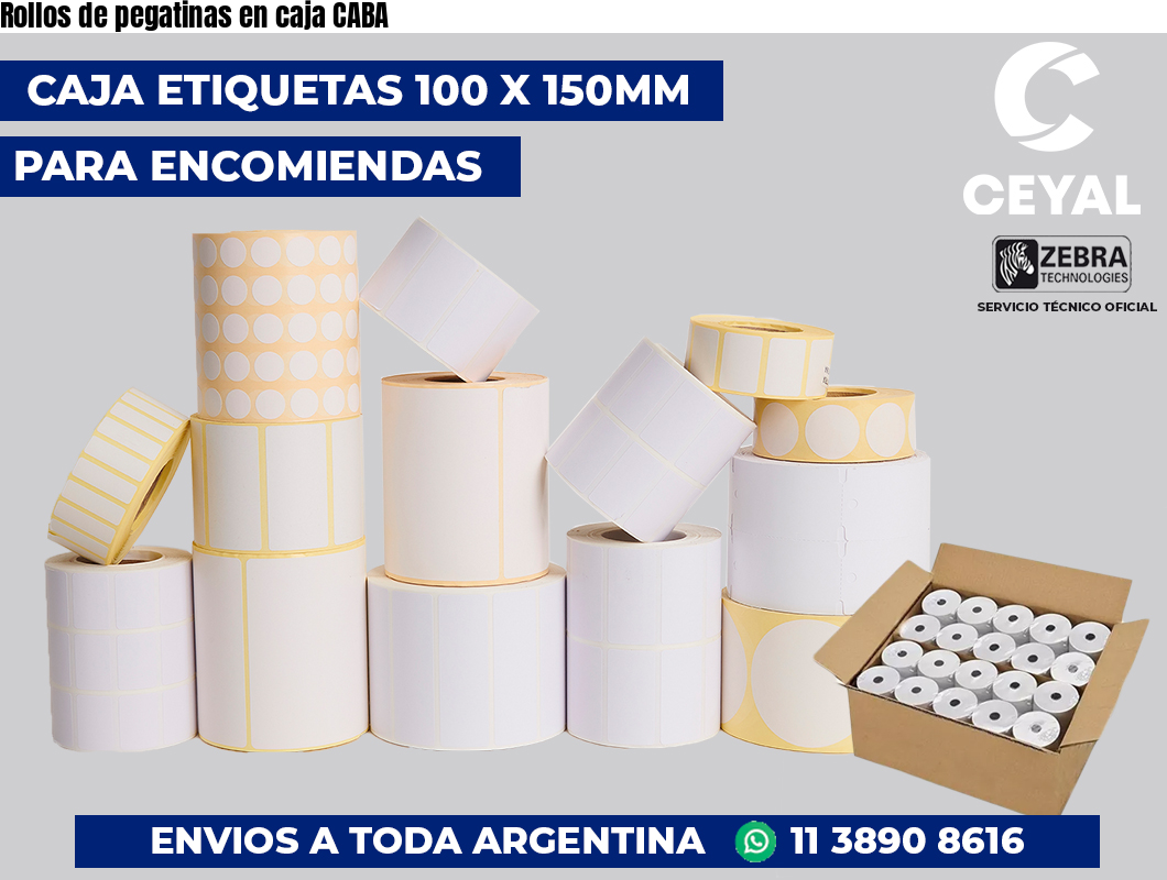 Rollos de pegatinas en caja CABA