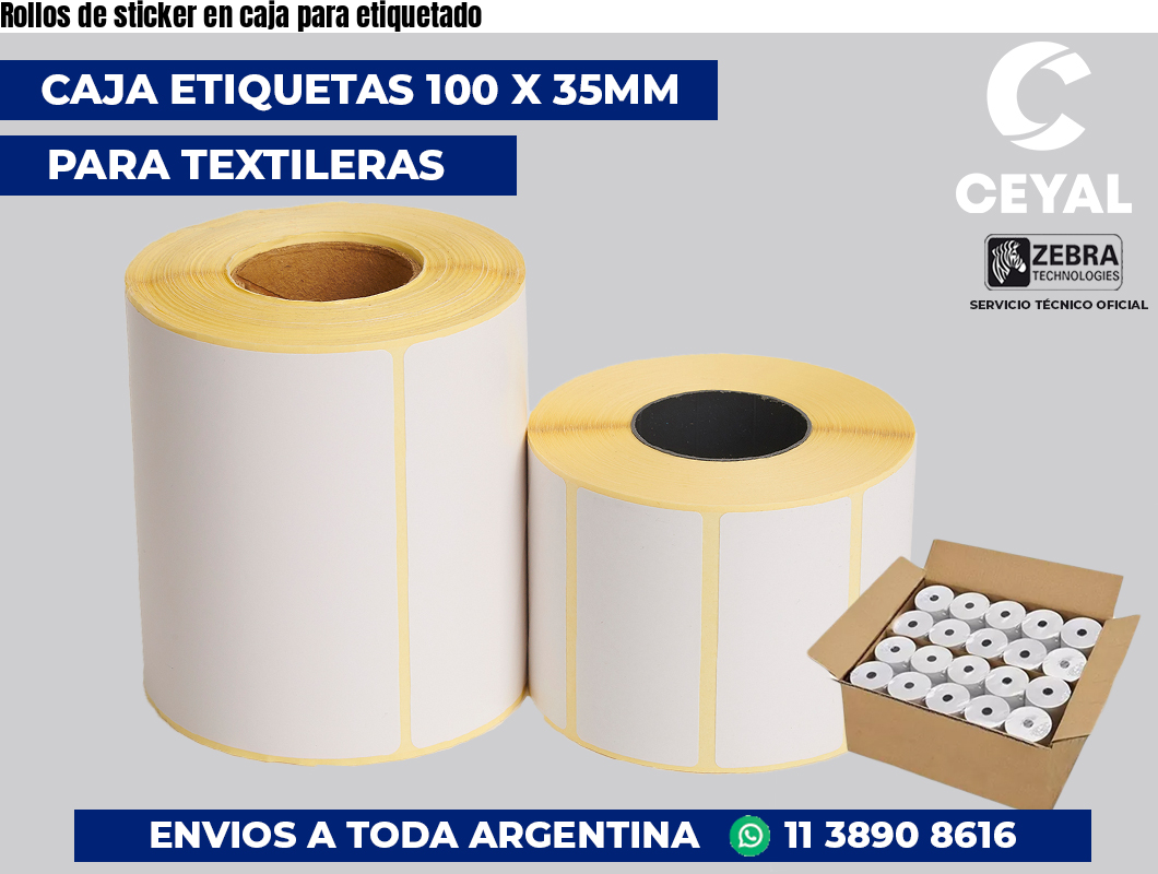 Rollos de sticker en caja para etiquetado