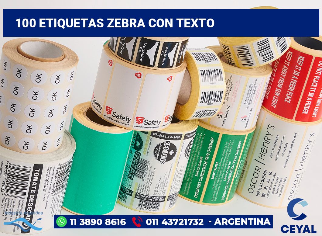 100 Etiquetas zebra con texto