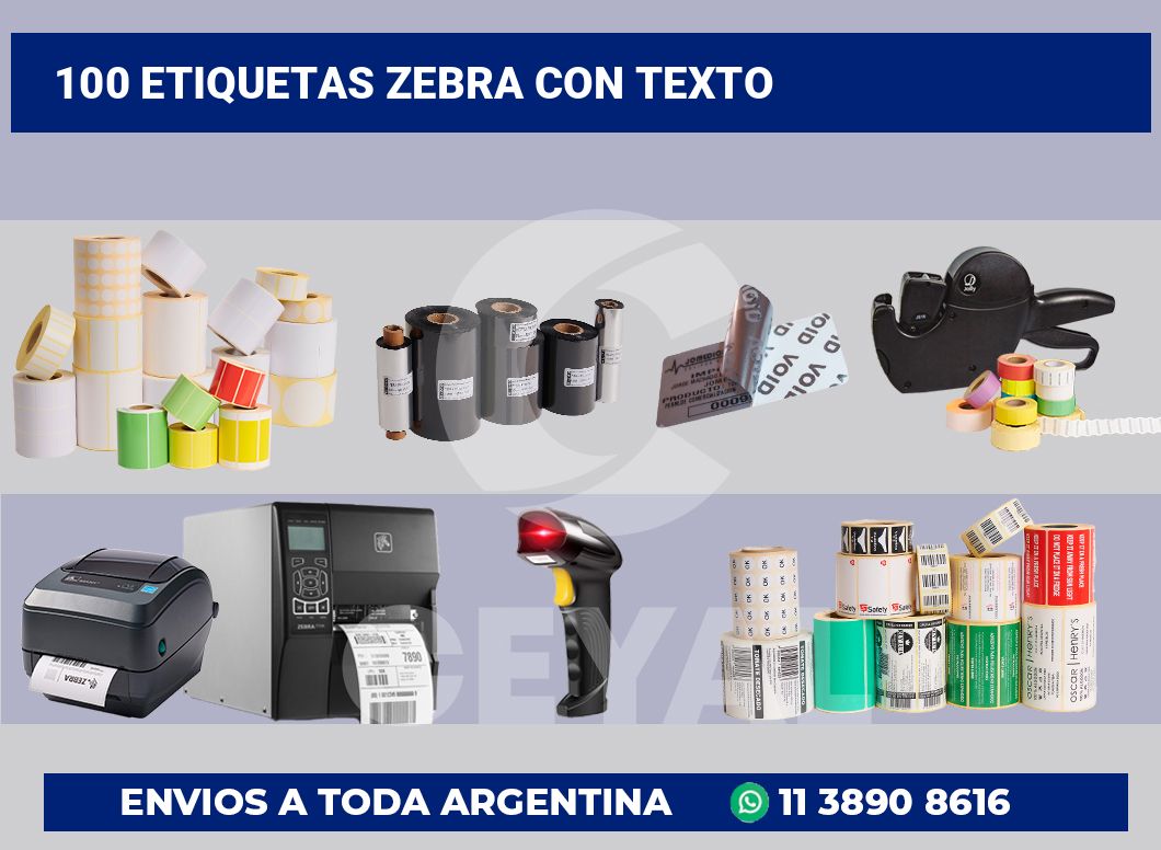 100 Etiquetas zebra con texto