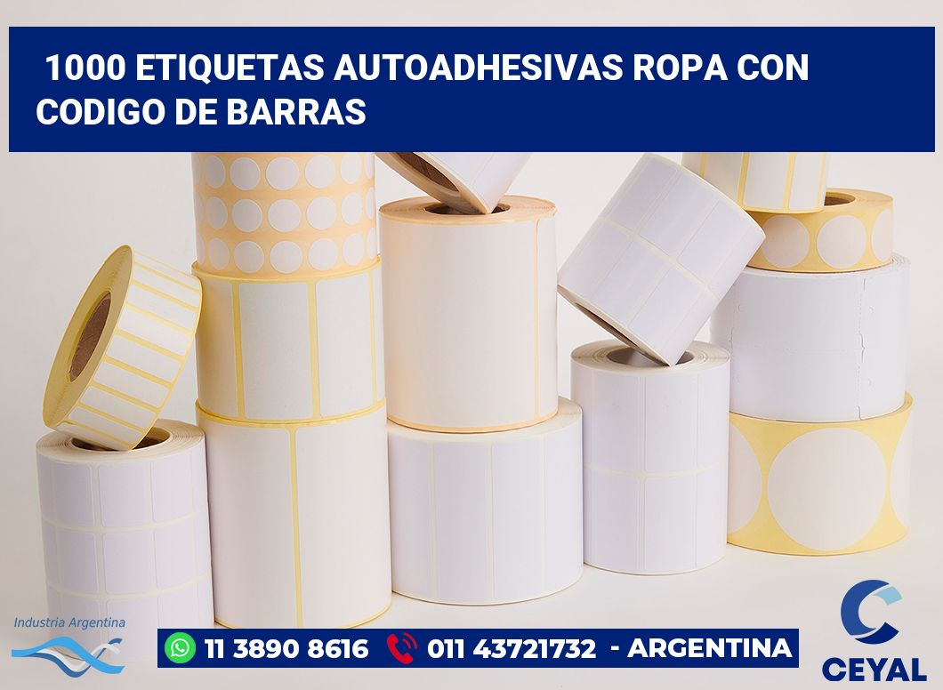 1000 Etiquetas autoadhesivas ropa con codigo de barras