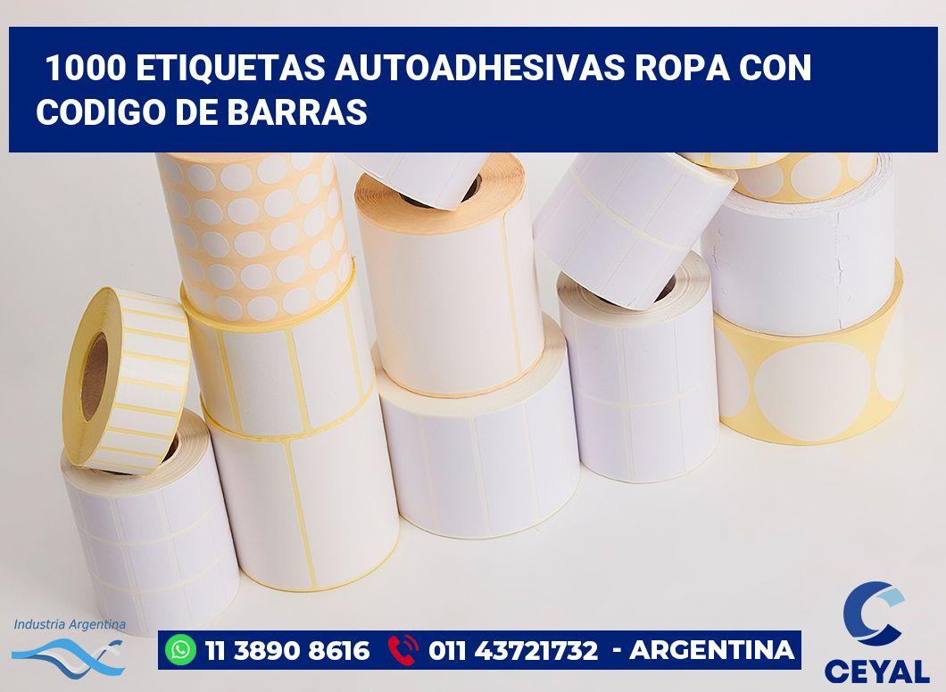 1000 Etiquetas autoadhesivas ropa con codigo de barras