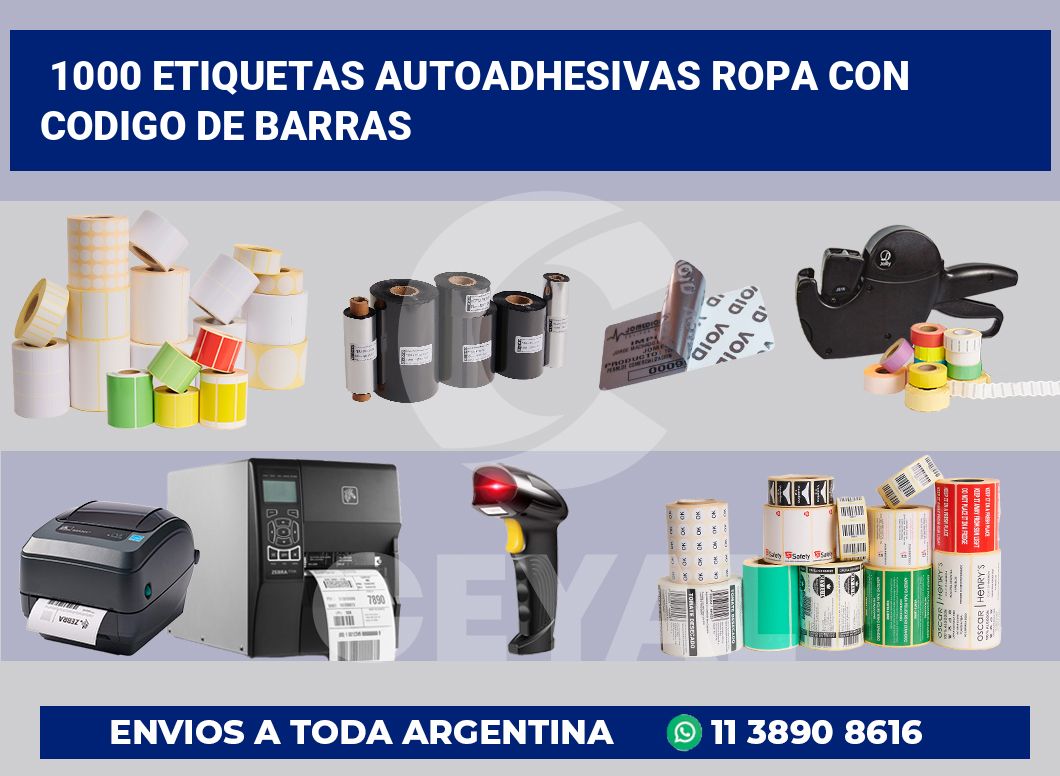 1000 Etiquetas autoadhesivas ropa con codigo de barras