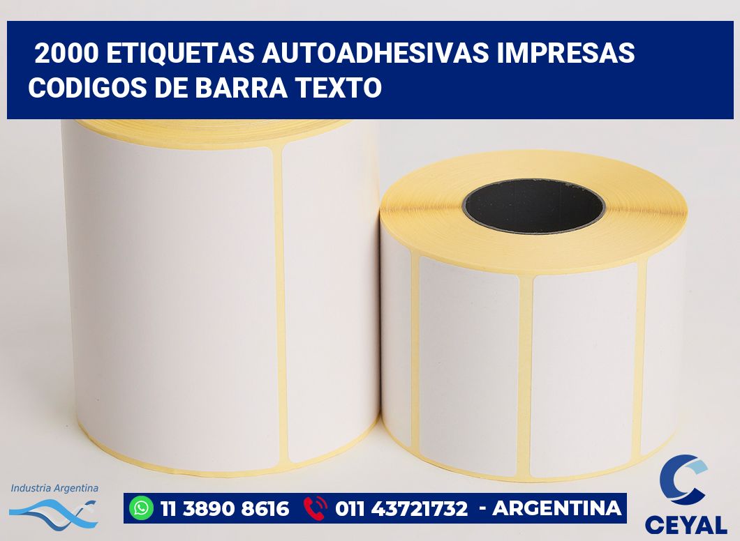 2000 Etiquetas autoadhesivas impresas codigos de barra texto