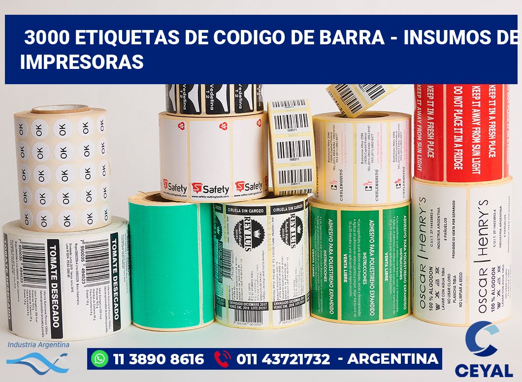 3000 Etiquetas de codigo de barra - insumos de impresoras