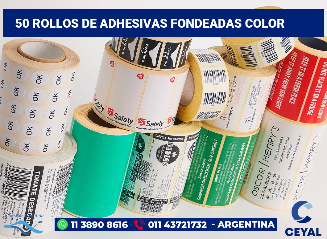 50 Rollos de adhesivas fondeadas color