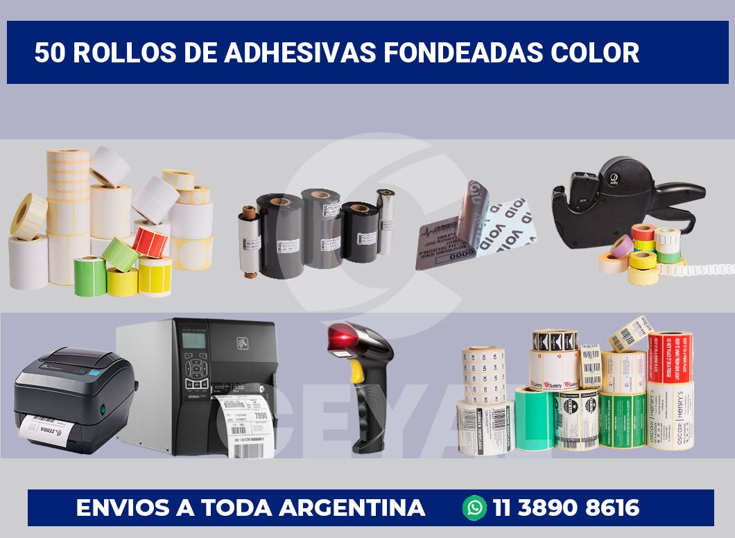 50 Rollos de adhesivas fondeadas color