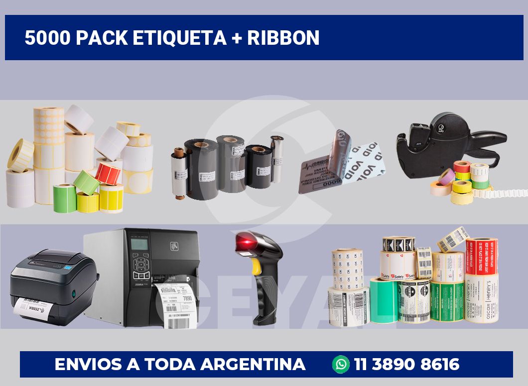 5000 Pack etiqueta + ribbon