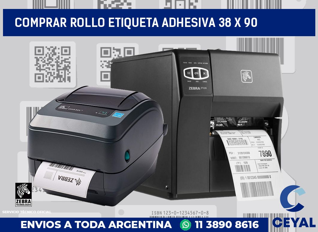 Comprar rollo etiqueta adhesiva 38 x 90