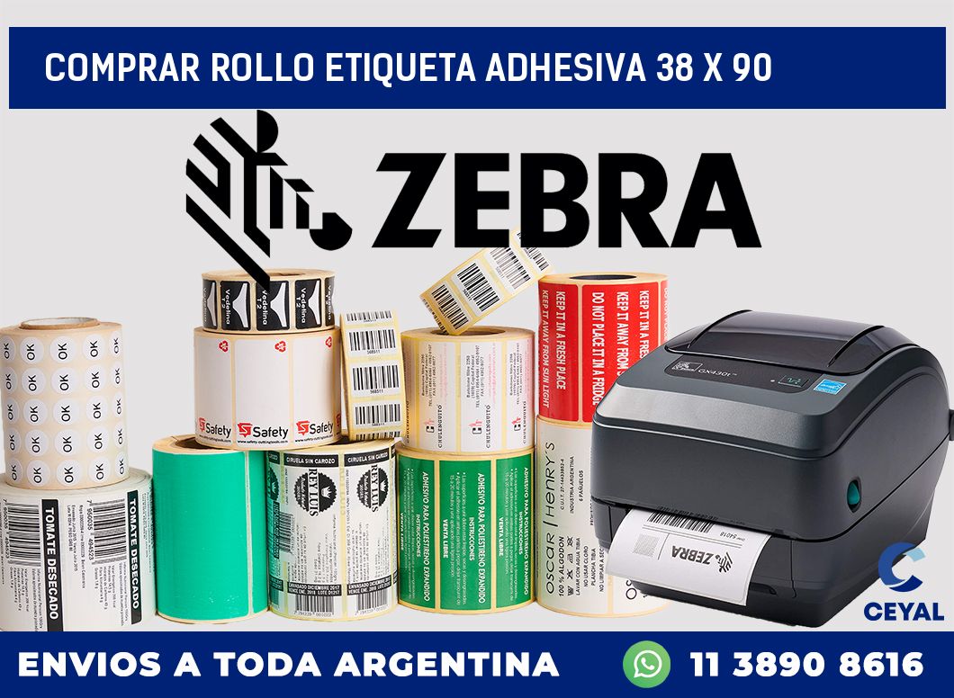 Comprar rollo etiqueta adhesiva 38 x 90