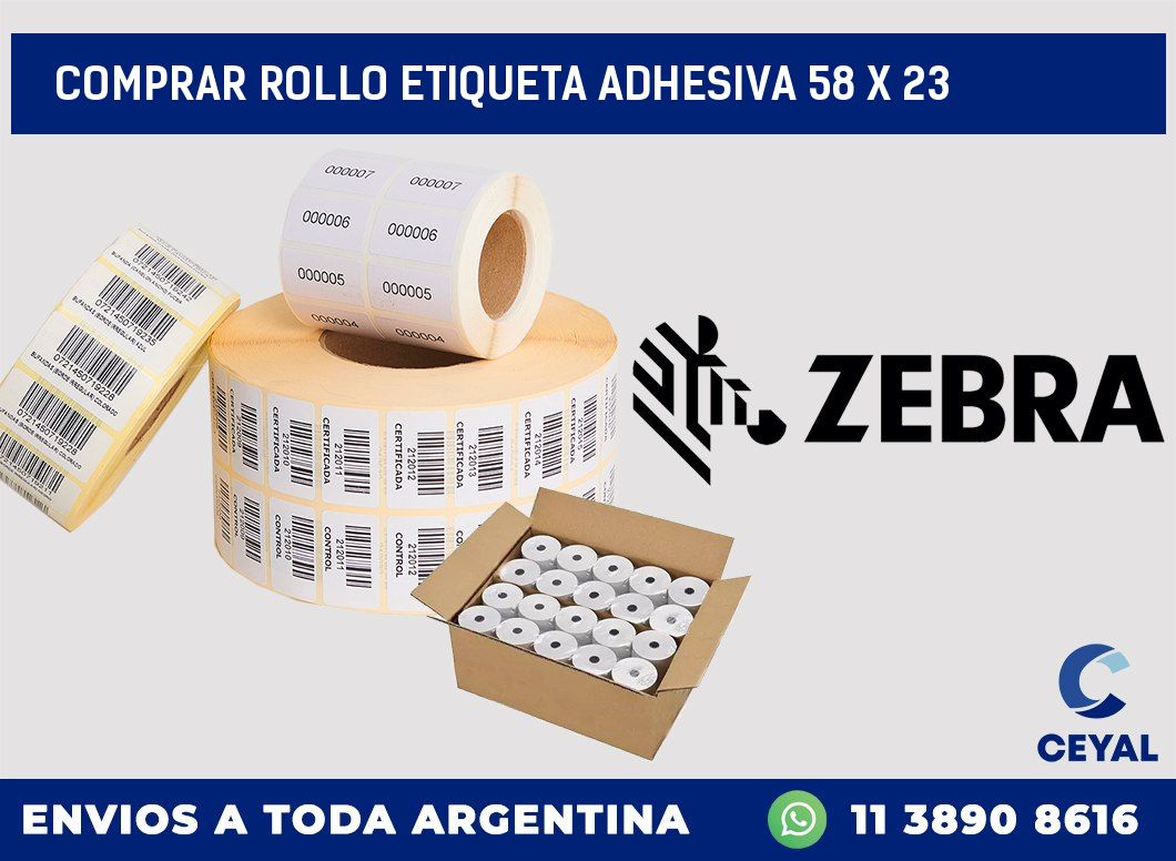 Comprar rollo etiqueta adhesiva 58 x 23