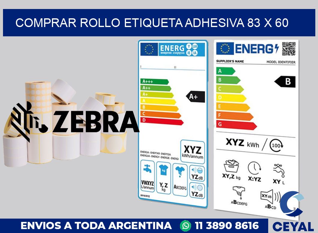 Comprar rollo etiqueta adhesiva 83 x 60