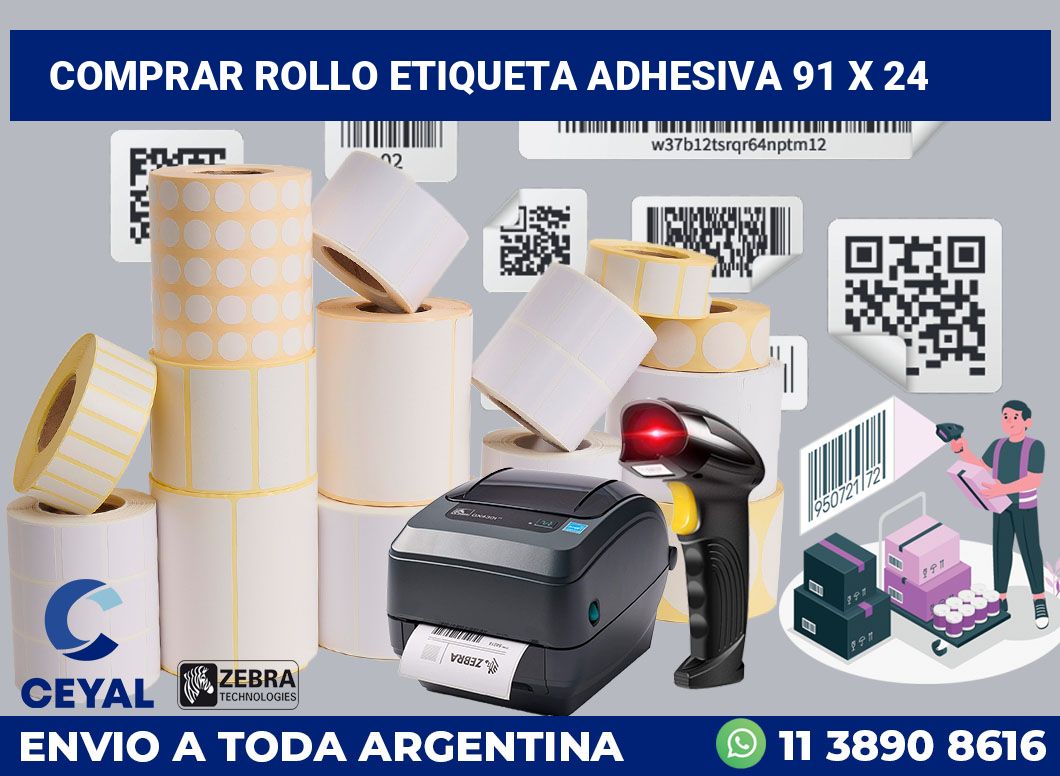 Comprar rollo etiqueta adhesiva 91 x 24