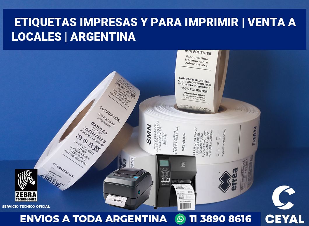 Etiquetas impresas y para imprimir | Venta a locales | Argentina