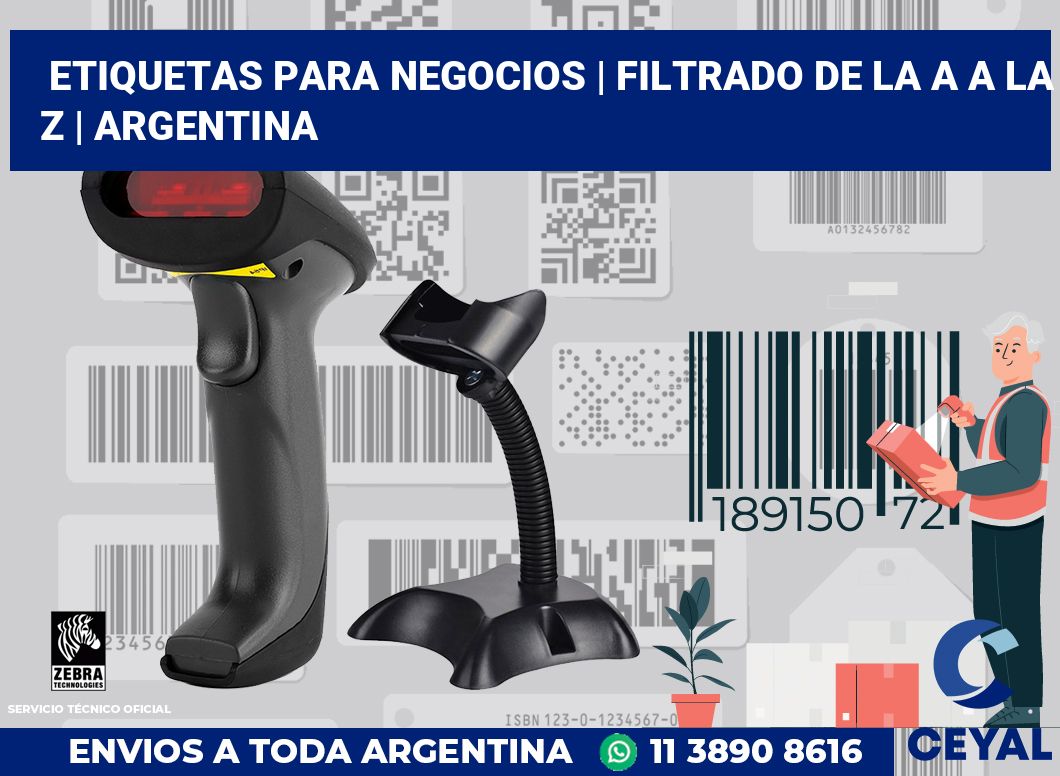 Etiquetas para negocios | Filtrado de la A a la Z | Argentina