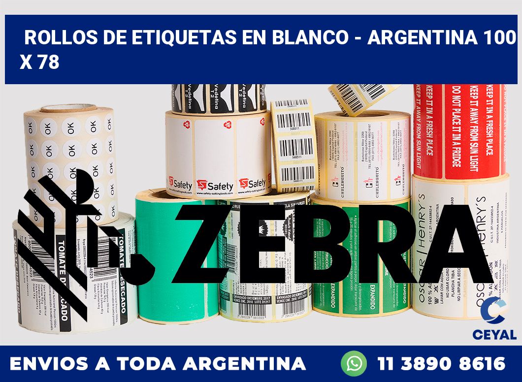 Rollos de etiquetas en blanco - Argentina 100 x 78