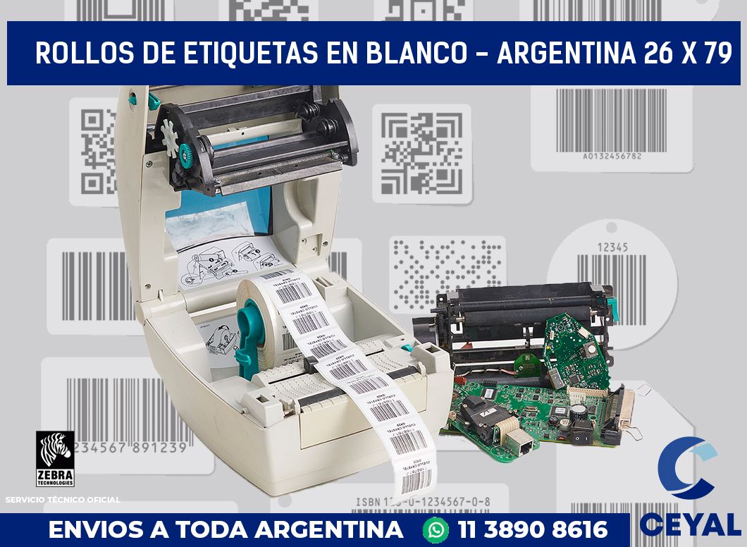 Rollos de etiquetas en blanco - Argentina 26 x 79