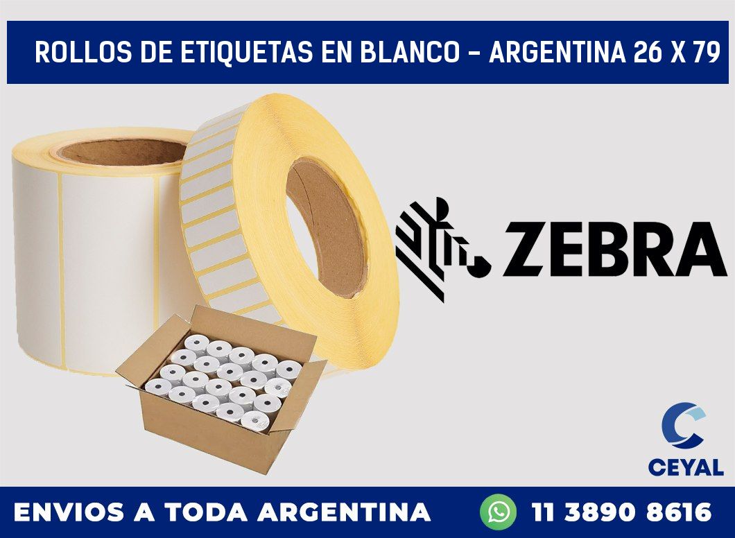 Rollos de etiquetas en blanco – Argentina 26 x 79