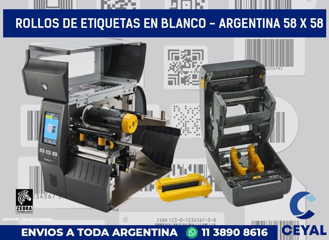 Rollos de etiquetas en blanco - Argentina 58 x 58