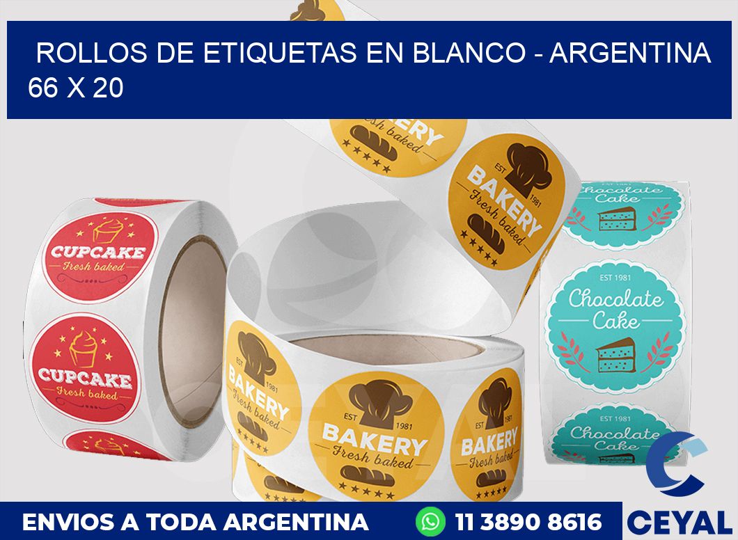 Rollos de etiquetas en blanco - Argentina 66 x 20