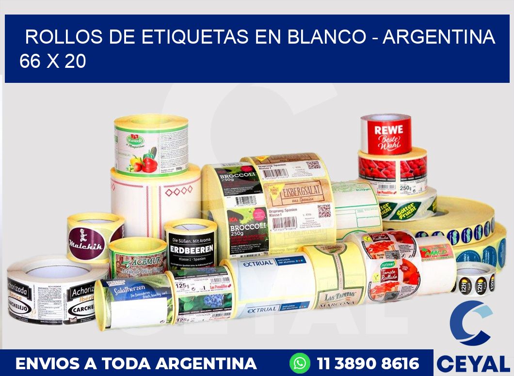 Rollos de etiquetas en blanco – Argentina 66 x 20