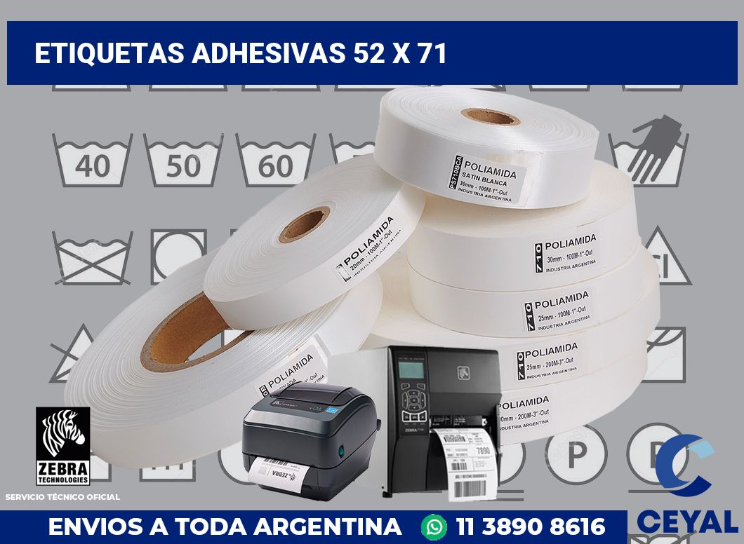 etiquetas adhesivas 52 x 71