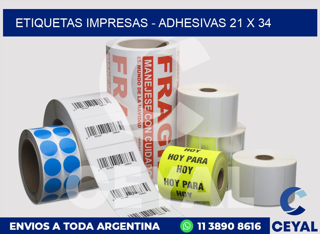 etiquetas impresas - Adhesivas 21 x 34