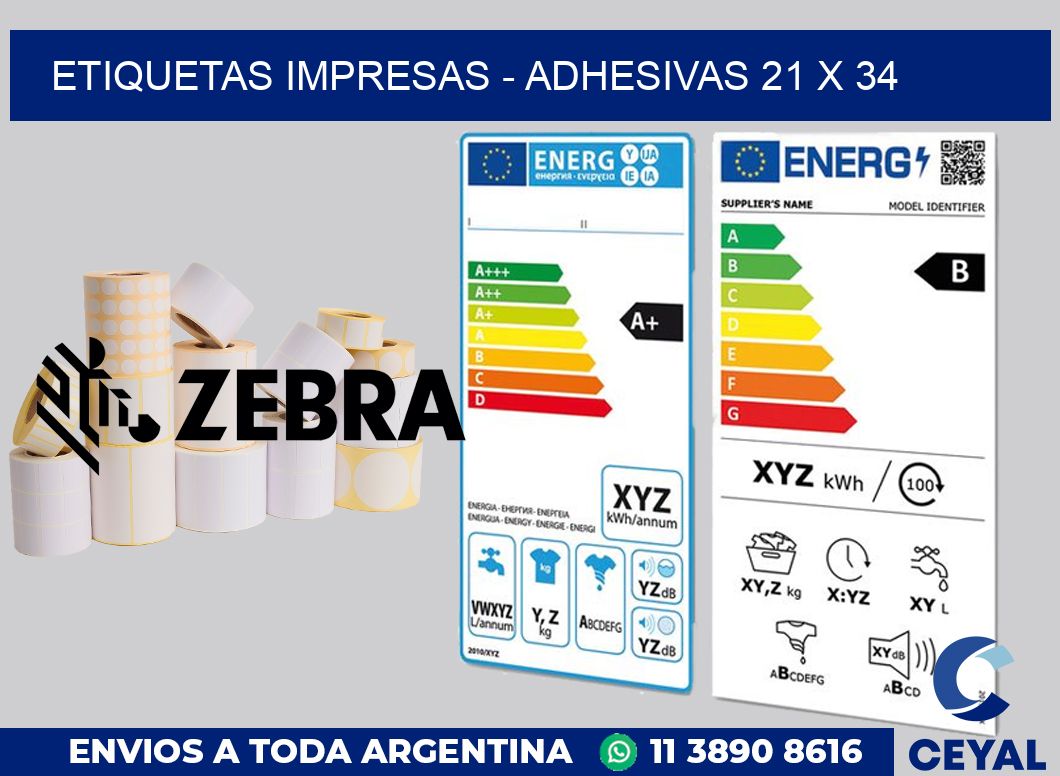 etiquetas impresas - Adhesivas 21 x 34