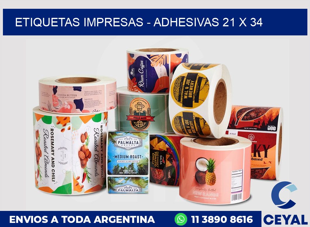 etiquetas impresas – Adhesivas 21 x 34