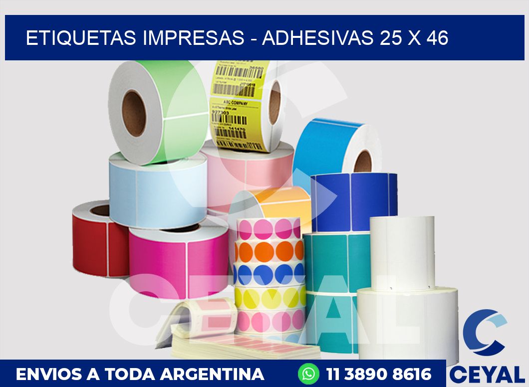 etiquetas impresas - Adhesivas 25 x 46