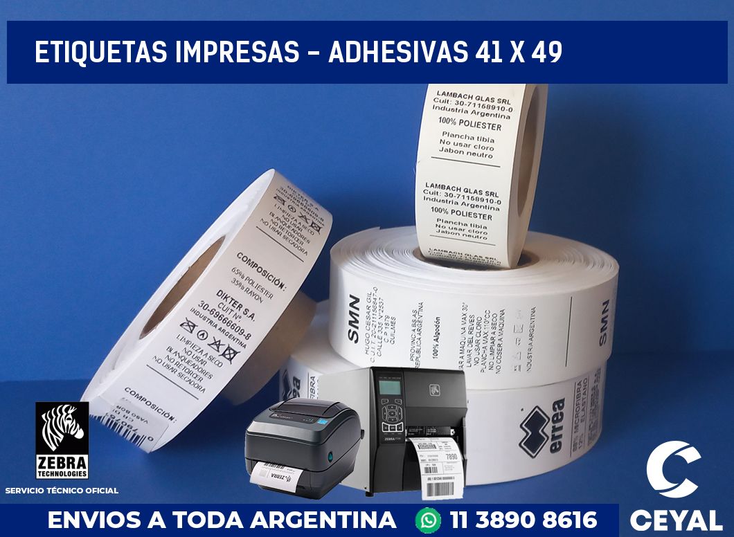 etiquetas impresas - Adhesivas 41 x 49