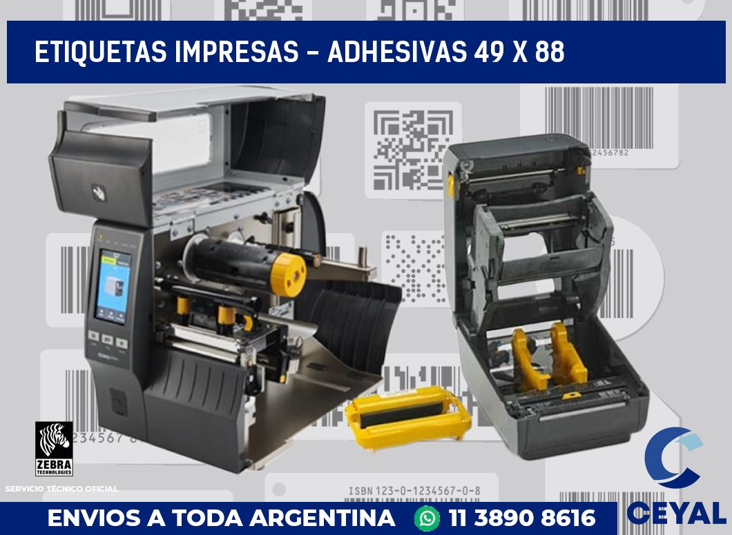 etiquetas impresas - Adhesivas 49 x 88