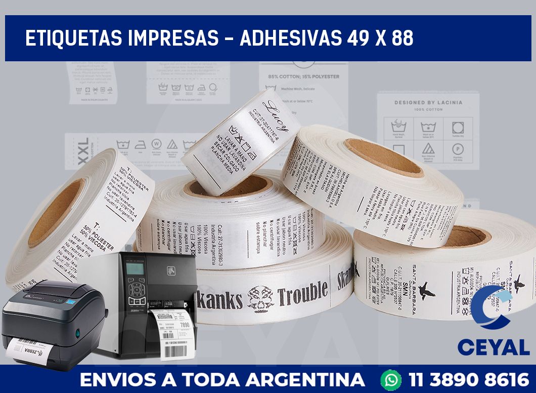 etiquetas impresas - Adhesivas 49 x 88