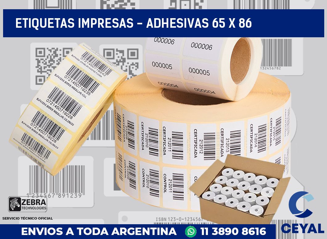 etiquetas impresas - Adhesivas 65 x 86