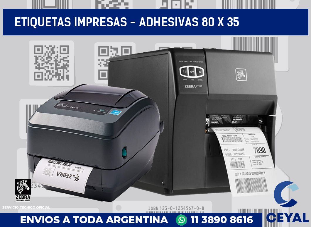 etiquetas impresas - Adhesivas 80 x 35