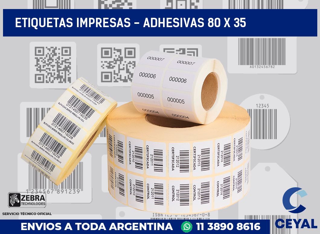 etiquetas impresas - Adhesivas 80 x 35