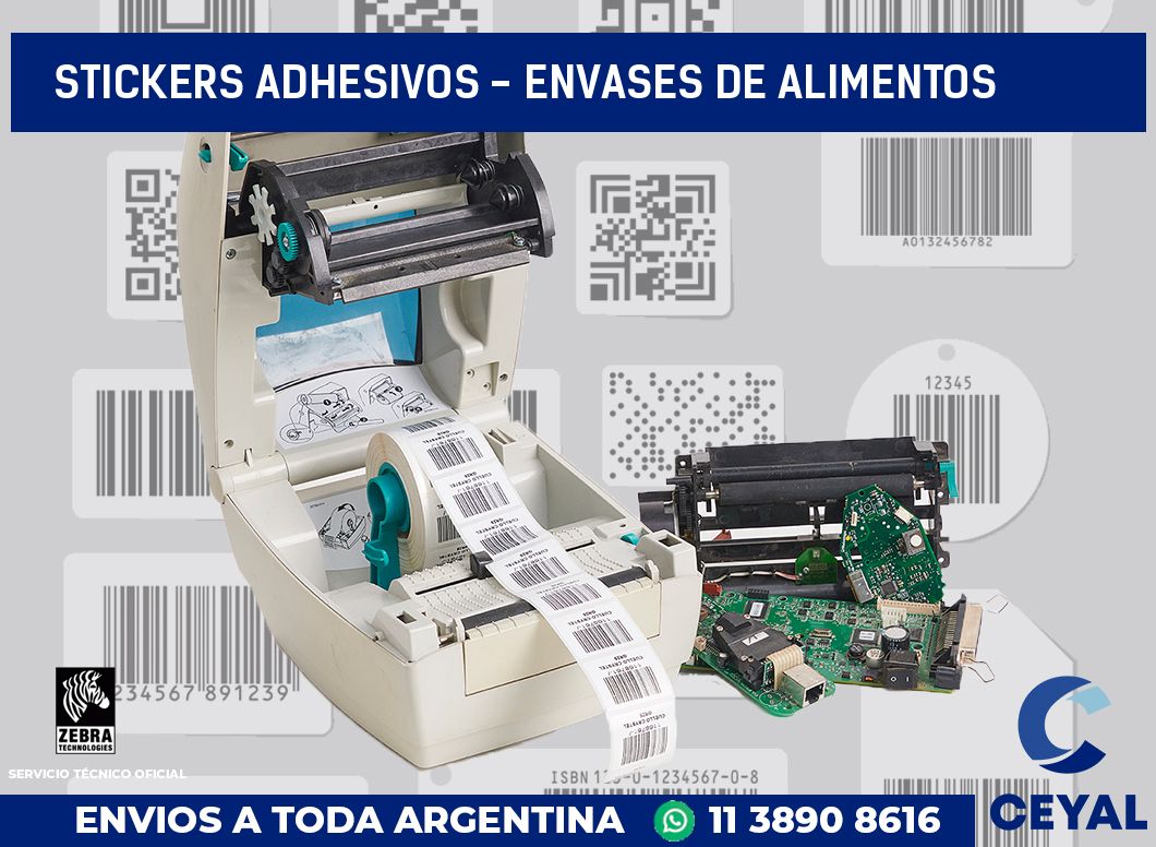 stickers adhesivos - envases de alimentos