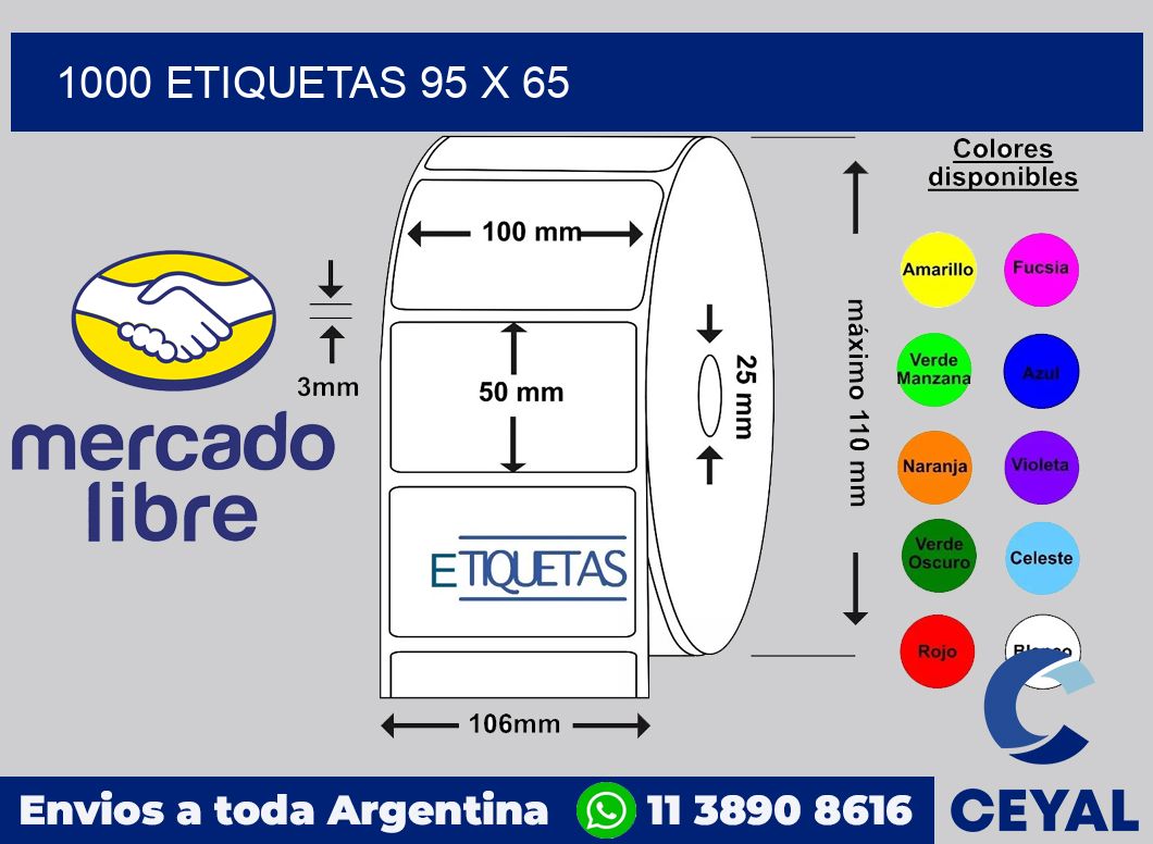 1000 etiquetas 95 x 65