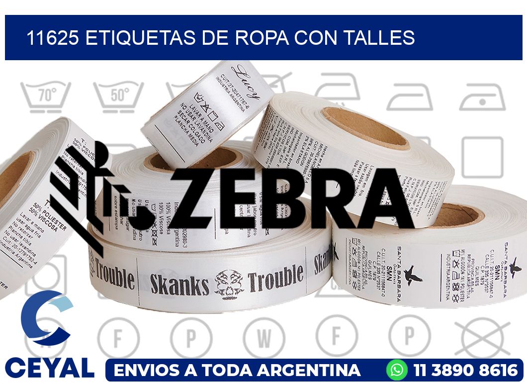 11625 Etiquetas de ropa con Talles