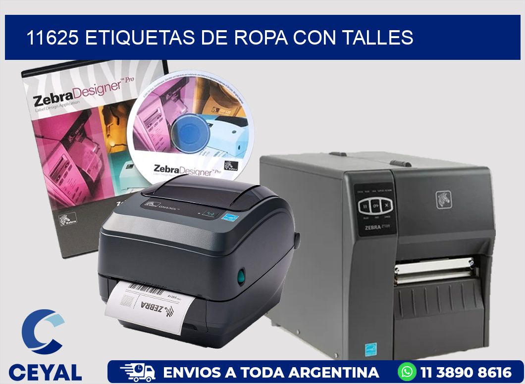 11625 Etiquetas de ropa con Talles