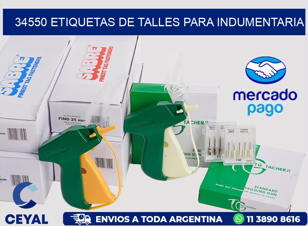 34550 Etiquetas de Talles para indumentaria