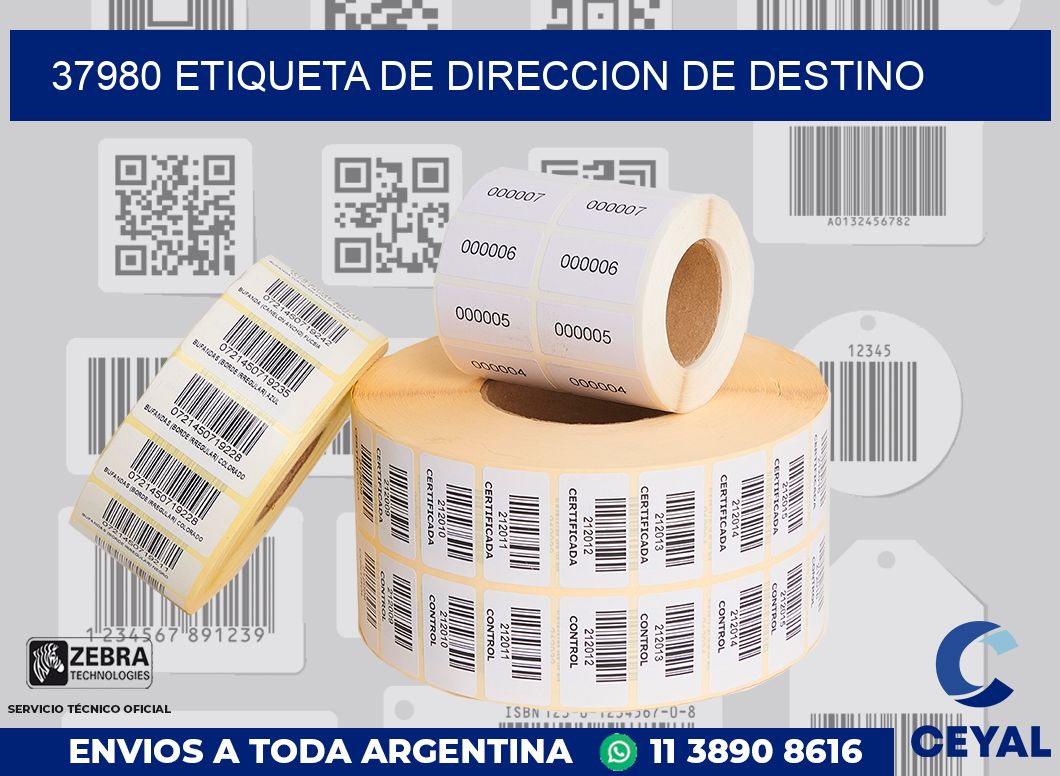 37980 Etiqueta de direccion de destino