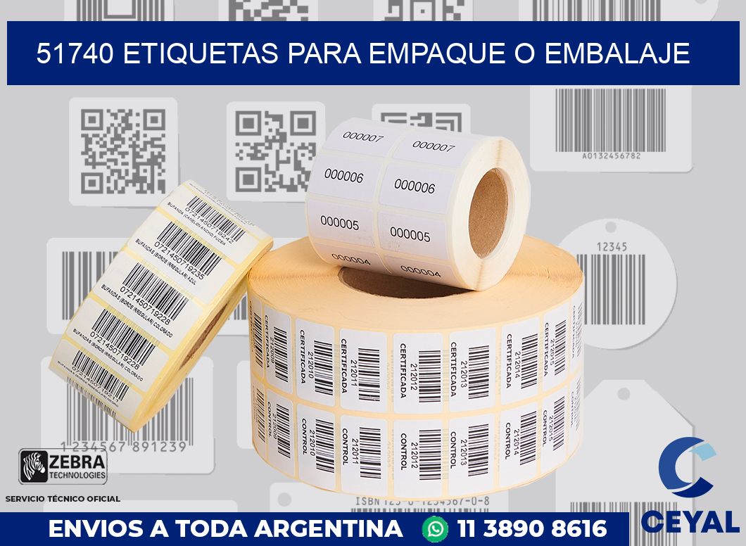 51740 Etiquetas para empaque o embalaje