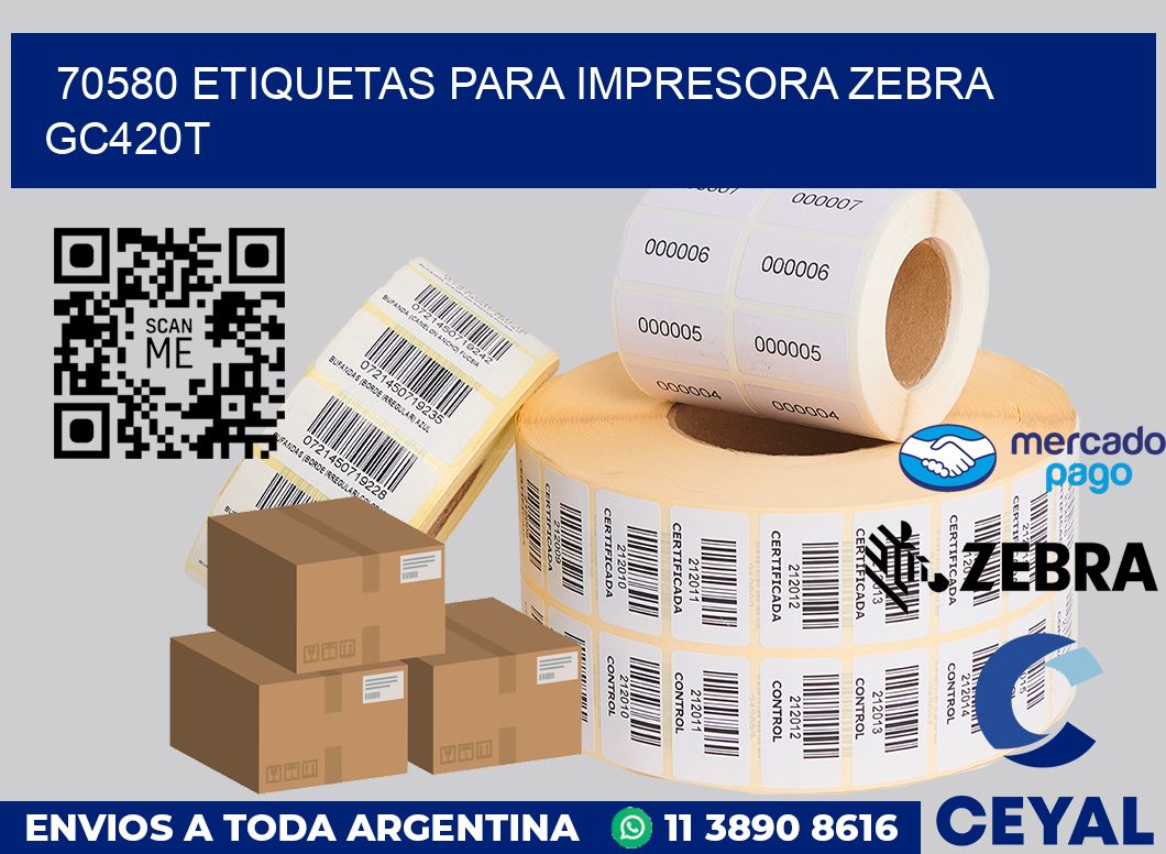 70580 etiquetas para impresora zebra GC420T