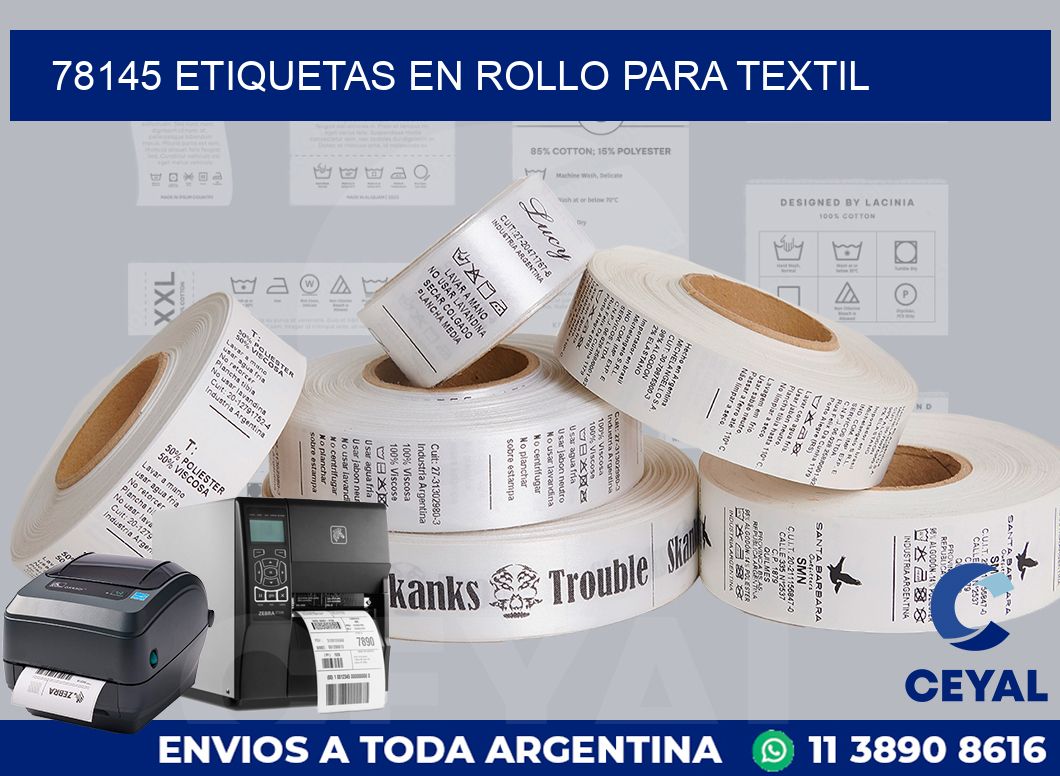 78145 etiquetas en rollo para textil