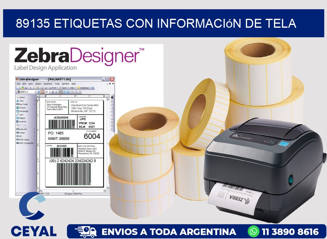 89135 Etiquetas con información de tela