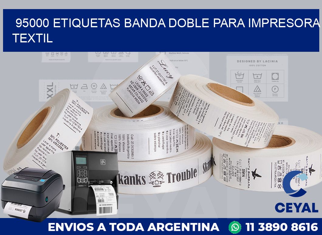 95000 etiquetas banda doble para impresora textil