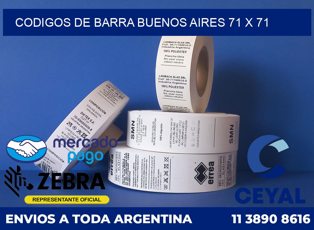 Codigos de barra Buenos Aires 71 x 71