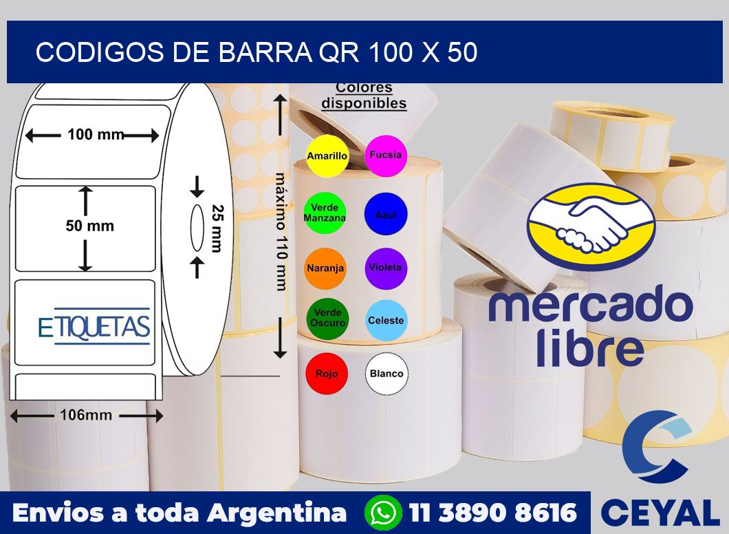 Codigos de barra QR 100 x 50